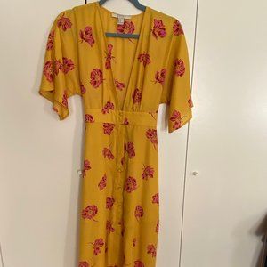 Forever 21 Contemporary - Yellow Floral Midi Dress